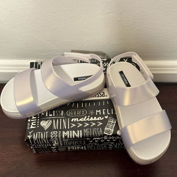 Mini Melissa Glittery Cosmic comfy sandal size 10 in white new - Picture 1 of 13